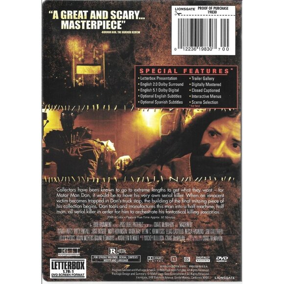Machined DVD Horror Movie Thriller Dolby Surround Sound 4139DVD - Picture 2 of 2